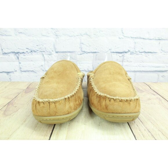 LL Bean Brown Suede Wicked Good Shearling Lined Moccasin Slipper Scuffs 9 M - Picture 4 of 9